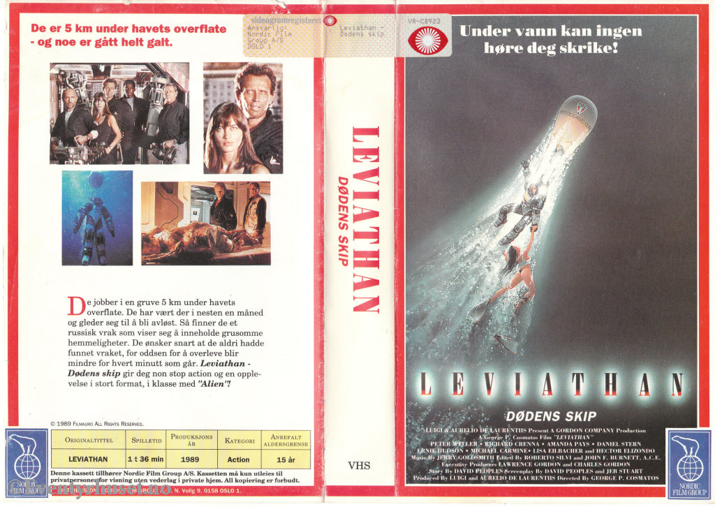 Download / Stream: Leviathan - Dødens Skip. 1989. Vhs Big Box. Norwegian Subtitles.