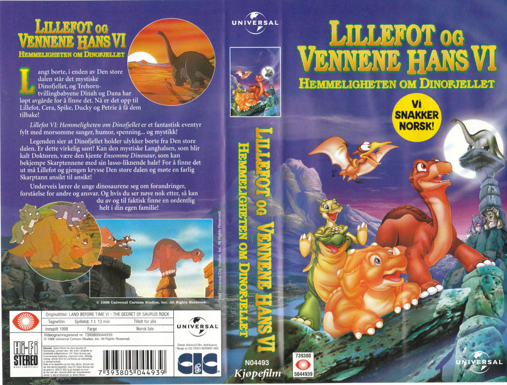 Download / Stream: Lillefot og vennene hans. Vol. 6. Hemmeligheten om Dinofjellet. 1998. Annen utgivelse. VHS SB.