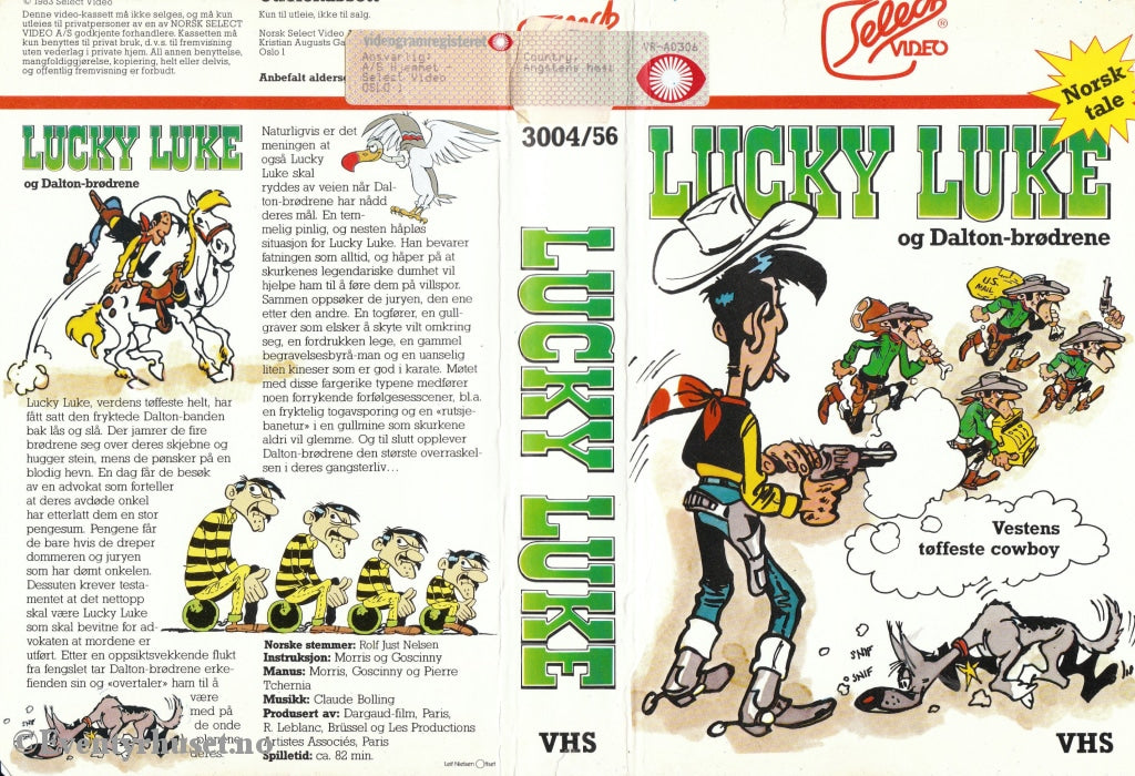Download / Stream: Lucky Luke Og Dalton Brødrene. 1983. Vhs. Norwegian Dubbing. Stream Vhs