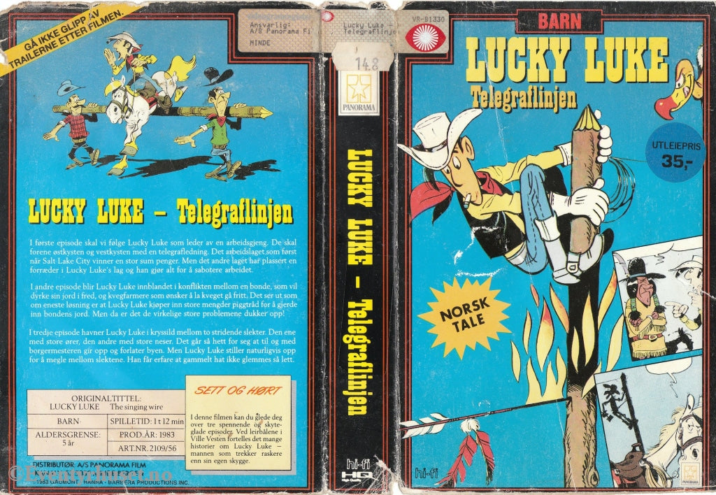 Download / Stream: Lucky Luke - Telegraflinjen. 1983. Vhs Big Box. Norwegian. Stream