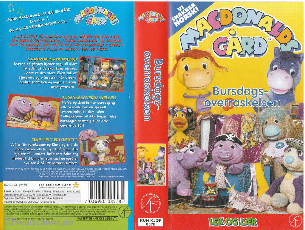 Download / Stream: Macdonalds Gård - Bursdagsoverraskelsen. Vhs. Norwegian Dubbing. Vhs