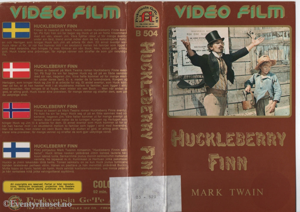 Download / Stream: Mark Twain’s Huckleberry Finn. VHS Big Box. Norwegian subtitles. VHS