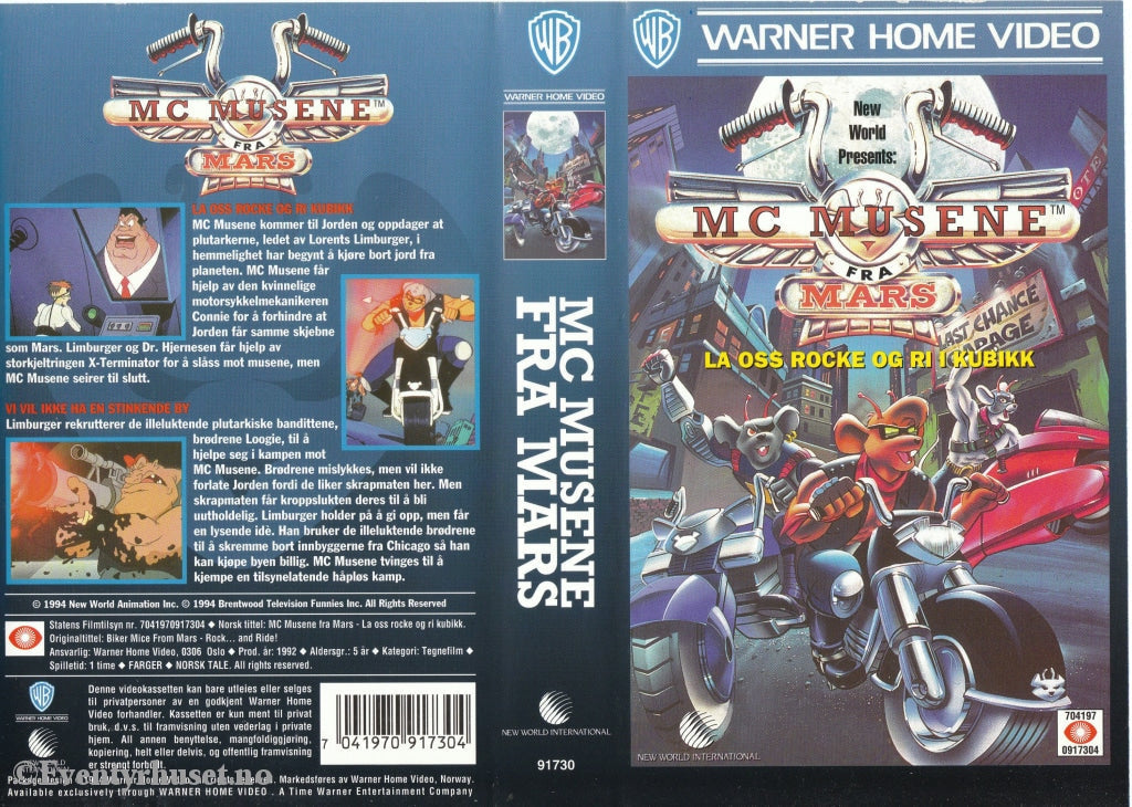 Download / Stream: Mc Musene. La Oss Rocke Og Ri Kubikk Mfl (Biker Mice). 1992. Vhs. Norwegian