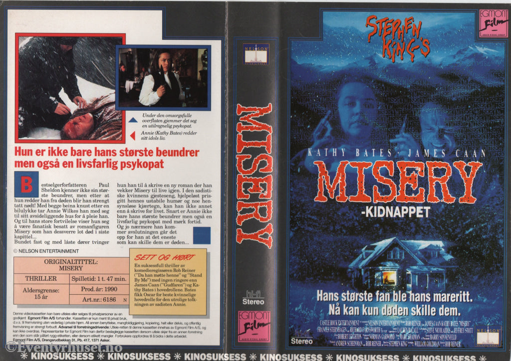 Download / Stream: Misery - Kidnappet. 1990. VHS Big Box. Norwegian subtitles. VHS