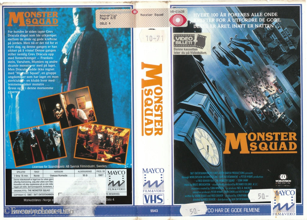 Download / Stream: Monster Squad. 1987. Vhs Big Box. Norwegian Subtitles.