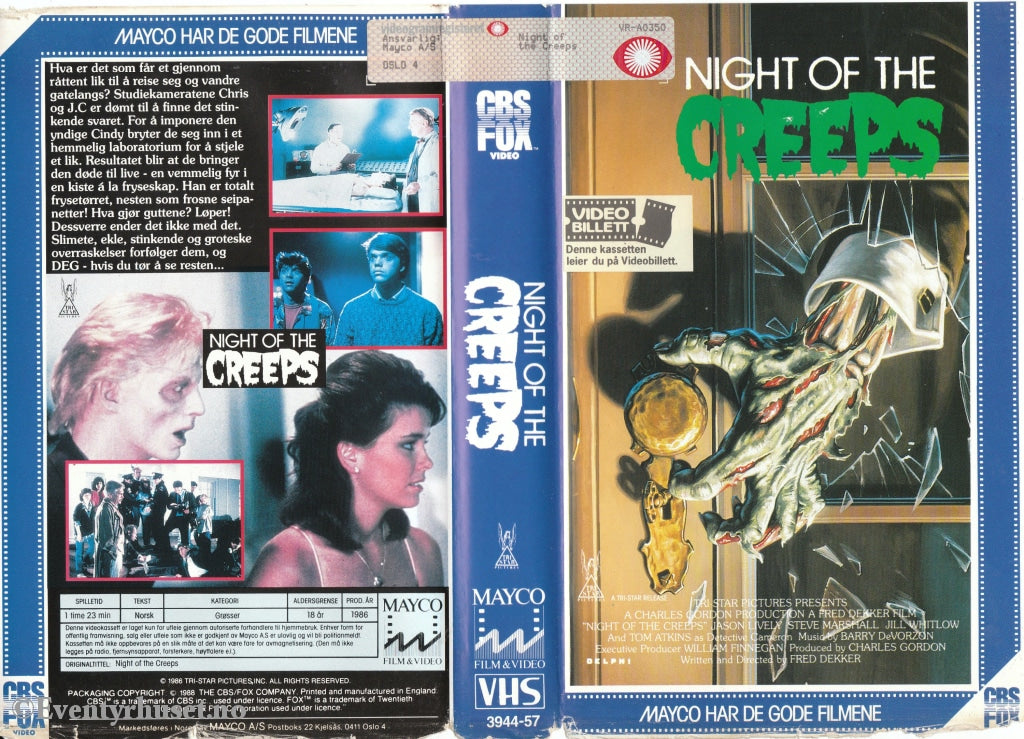 Download / Stream: Night Of The Creeps. 1986. Vhs Big Box. Norwegian Subtitles.