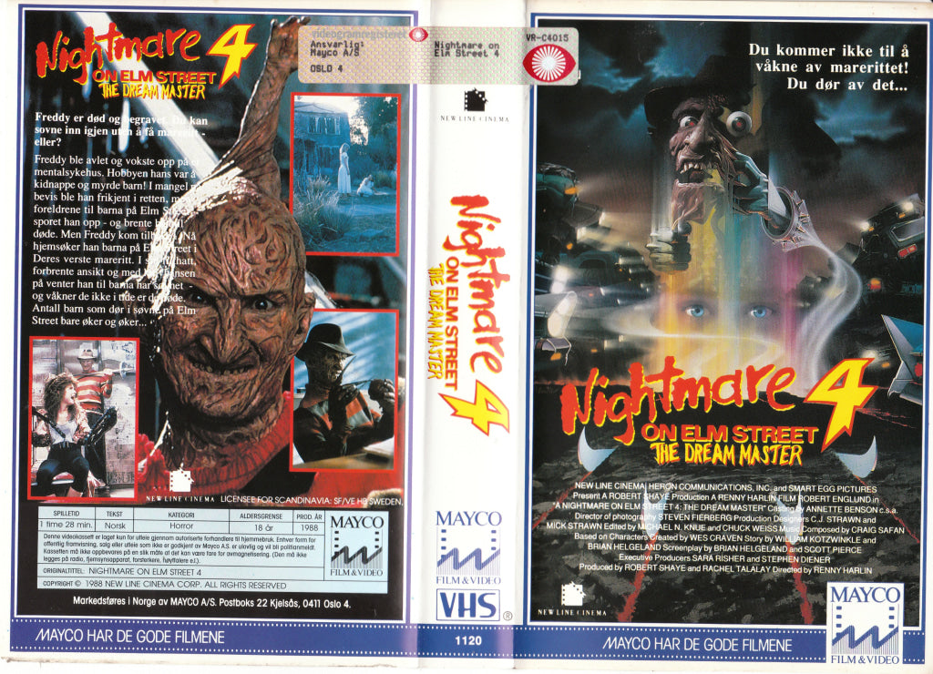 Download / Stream: Nightmare on Elm Street. Vol. 4. The Dream Master. 1988. VHS Big Box. Norwegian subtitles. VHS