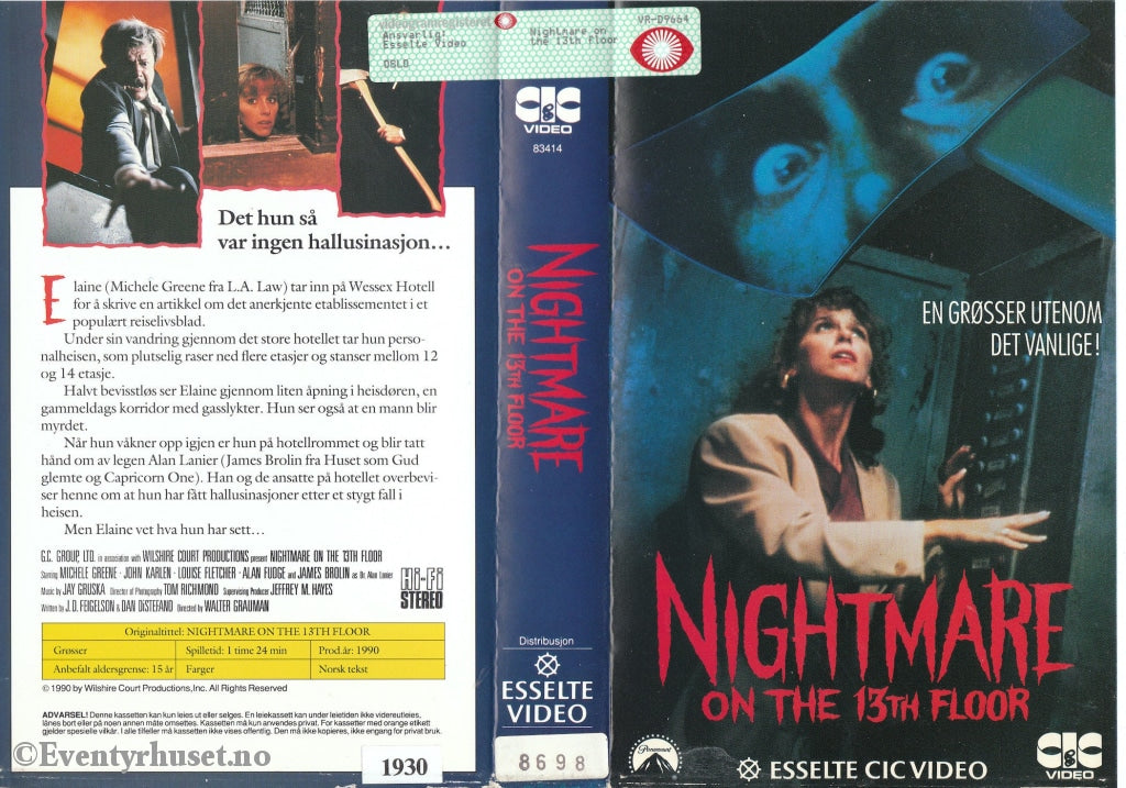 Download / Stream: Nightmare On The 13Th Floor. 1990. Vhs Big Box. Norwegian Subtitles.