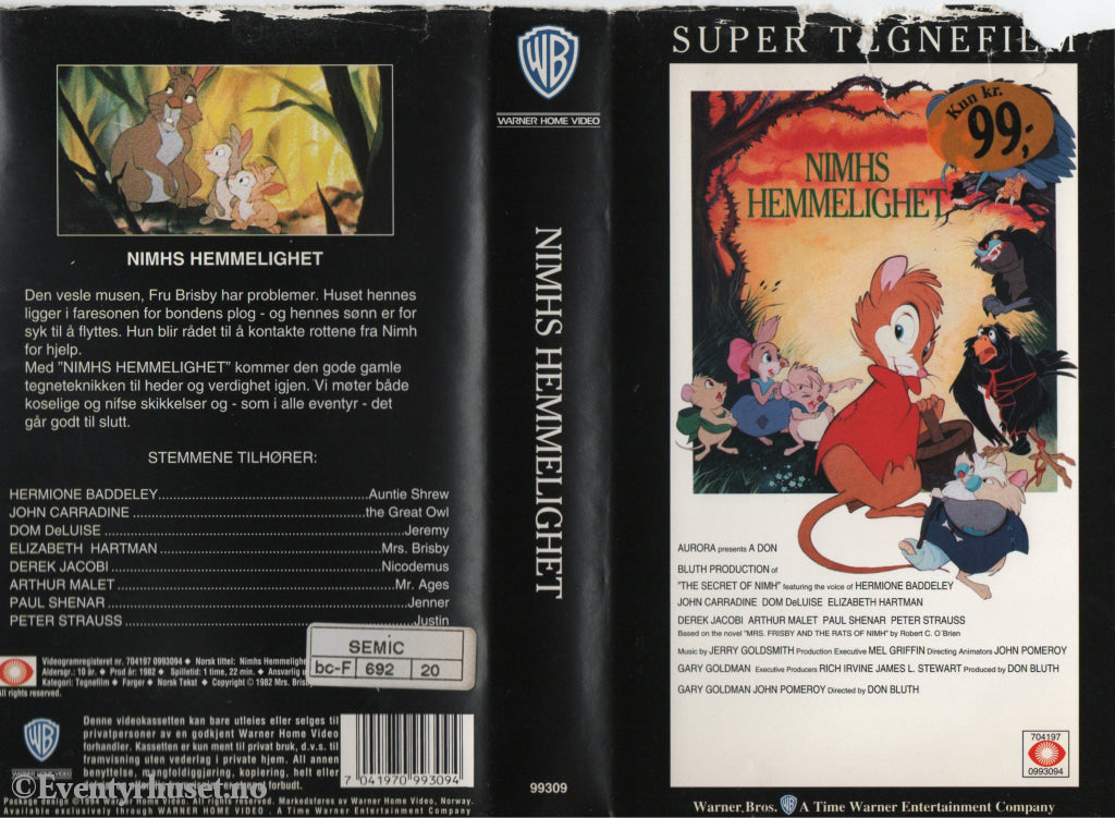 Download / Stream: Nimhs Hemmelighet. 1982. VHS. Norwegian subtitles. VHS