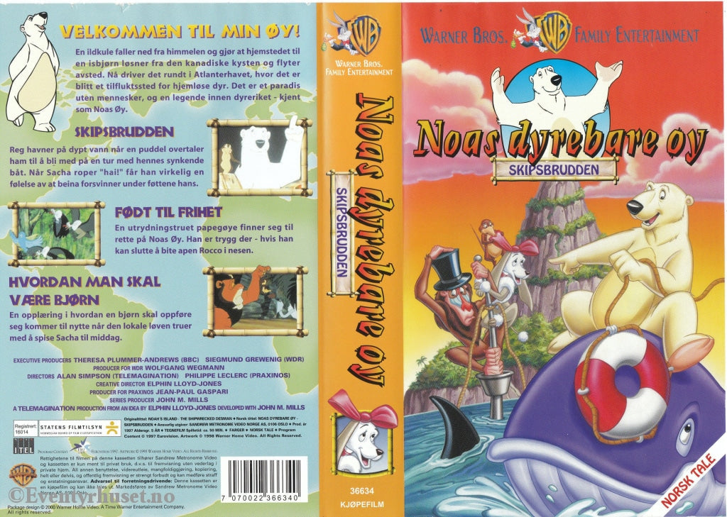 Download / Stream: Noas Dyrebare Øy. Skibsbrudden. 1998. Vhs. Norwegian Dubbing. Vhs