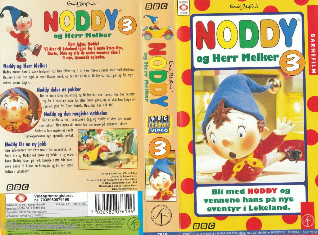 Download / Stream: Noddy. Vol. 3. Noddy Og Herr Melker. 1993. Vhs. Norwegian Dubbing. Vhs