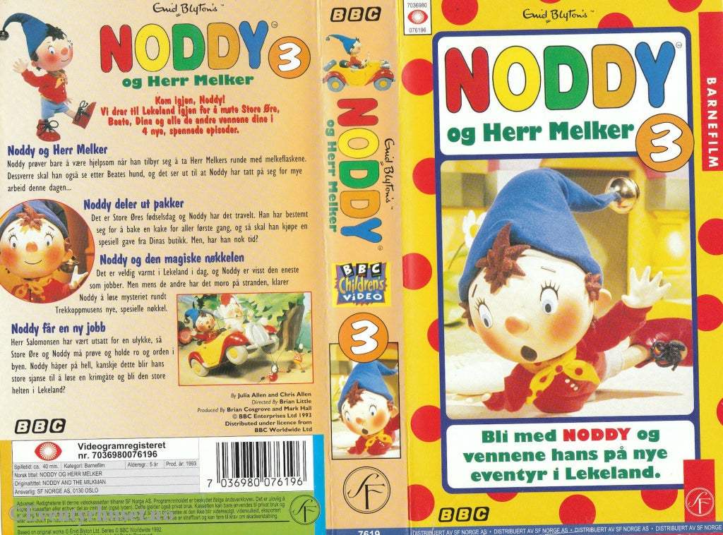 Download / Stream: Noddy. Vol. 3. Noddy Og Herr Melker. 1993. Vhs. Norwegian Dubbing. Vhs