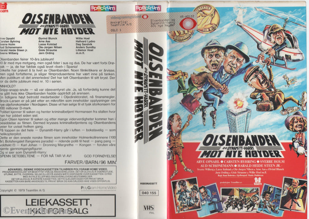 Download / Stream: Olsenbanden. Vol. 10. Olsenbanden og Dynamitt-Harry mot nye høyder. 1979. VHS Big Box. Norwegian. VHS
