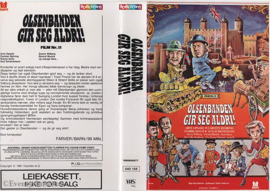 Download / Stream: Olsenbanden. Vol. 11. Olsenbanden gir seg aldri! 1981. VHS Big Box. Norwegian. VHS