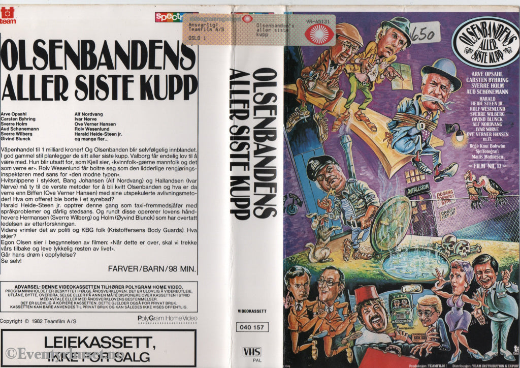 Download / Stream: Olsenbanden. Vol. 12. Olsenbandens aller siste kupp. 1982. VHS Big Box. Norwegian. VHS