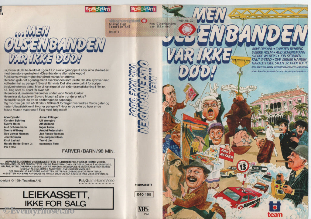 Download / Stream: Olsenbanden. Vol. 13. Olsenbandens var ikke død! 1984. VHS Big Box. Norwegian. VHS