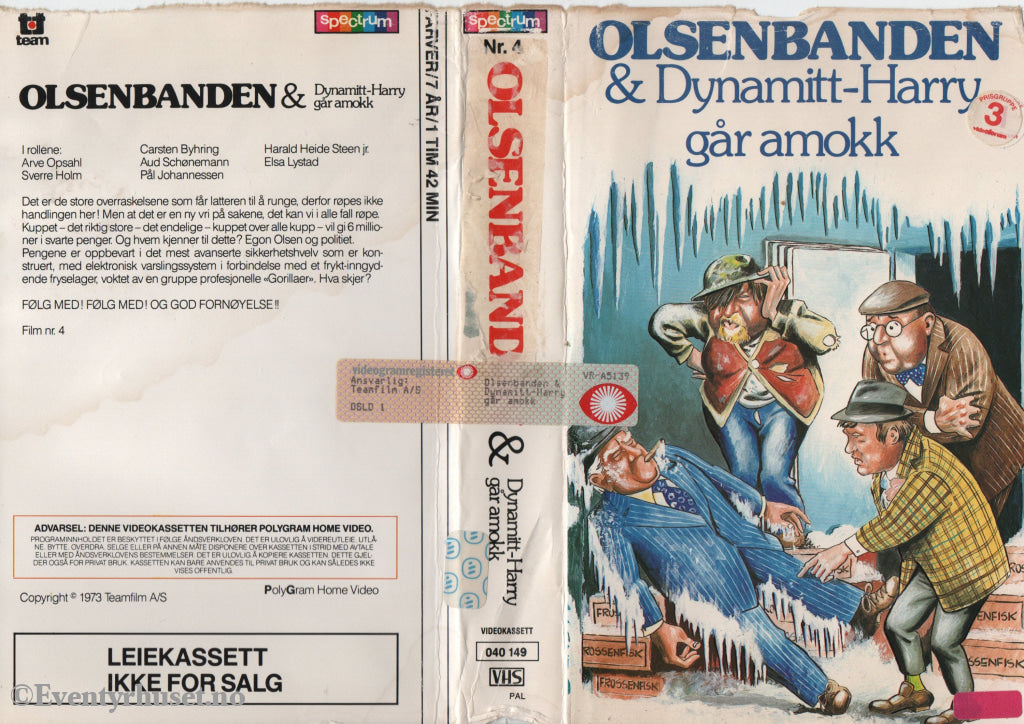 Download / Stream: Olsenbanden. Vol. 4. Olsenbandens tar gull. 1973. VHS Big Box. Norwegian. VHS