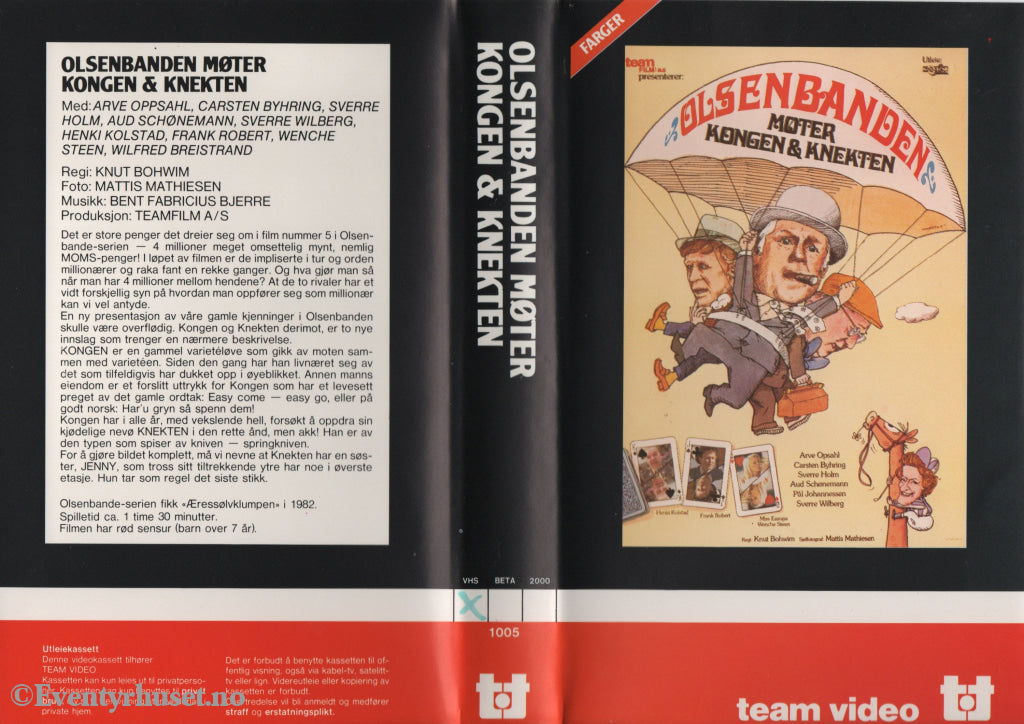 Download / Stream: Olsenbanden. Vol. 5. Olsenbanden møter kongen og knekten. 1974. VHS Big Box. Norwegian. VHS