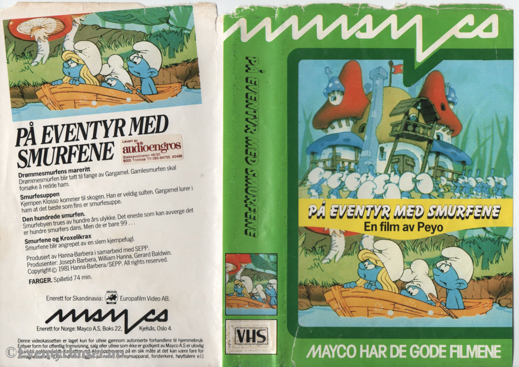 Download / Stream: På eventyr med smurfene. 1981. VHS Big Box. Norwegian distribution swedish dubbing. VHS
