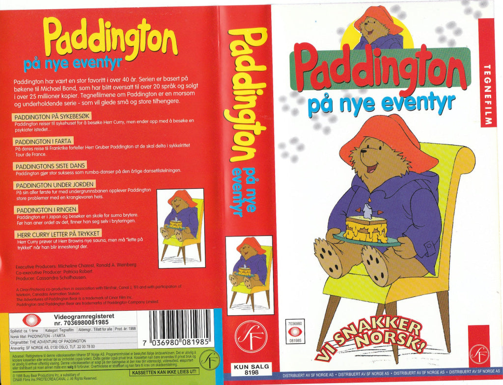 Download / Stream: Paddington på nye eventyr mfl. 1998. VHS SB. Norwegian dubbing. VHS