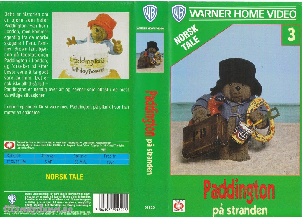 Download / Stream: Paddington. Vol. 3. Paddington På Stranden. 1991. Vhs. Norwegian Dubbing. Vhs