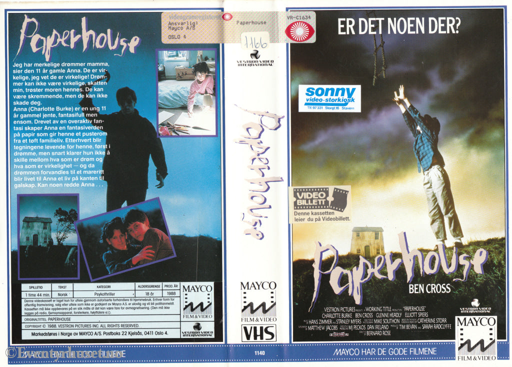 Download / Stream: Paperhouse. 1988. Vhs Big Box. Norwegian Subtitles.