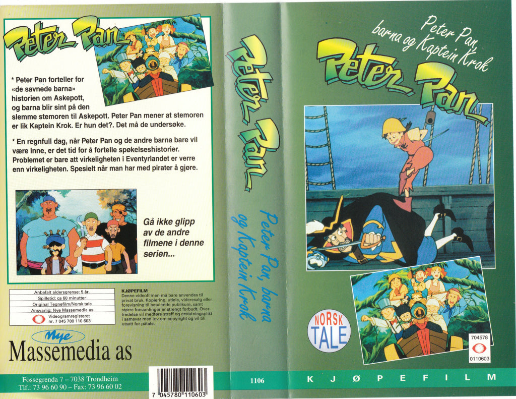 Download / Stream: Peter Pan barna og Kaptein Krok. VHS SB. Norwegian dubbing. VHS