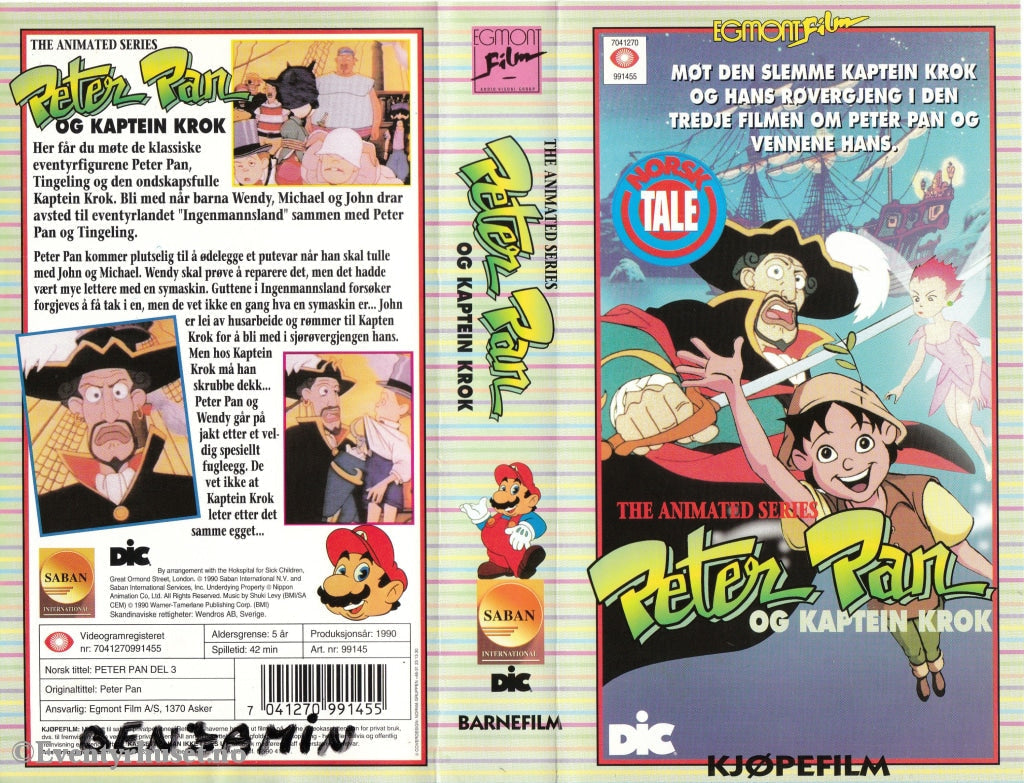 Download / Stream: Peter Pan Og Kaptein Krok. 1990. Vhs Norwegian Dubbing.