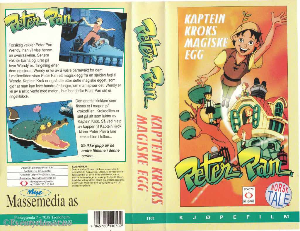 Download / Stream: Peter Pan Og Kaptein Kroks Magiske Egg. Vhs. Norwegian Dubbing. Vhs