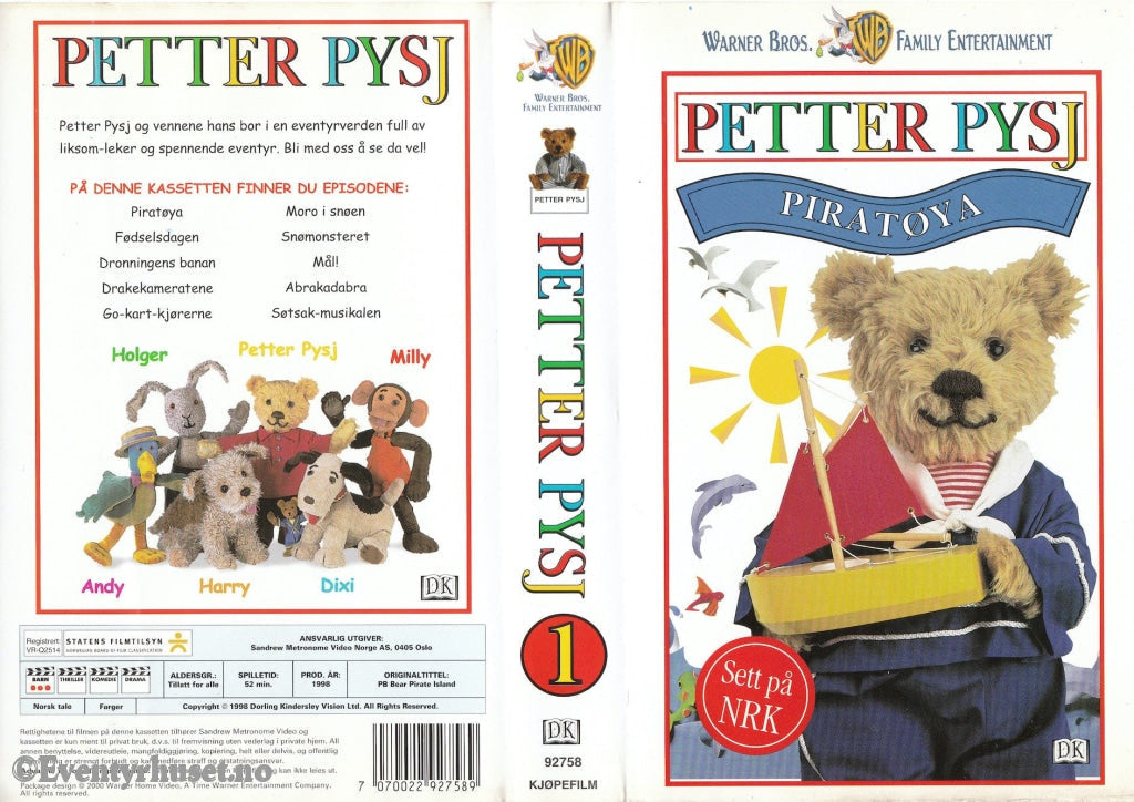 Download / Stream: Petter Pysj. Vol. 1. Piratøya (Nrk). 1998. Vhs. Norwegian Dubbing. Vhs