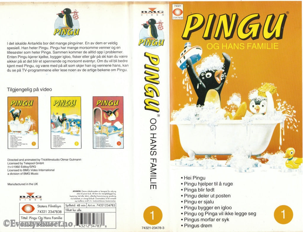 Download / Stream: Pingu. Vol. 1. Pingu Og Hans Familie. 1992. Vhs Norwegian Distribution.