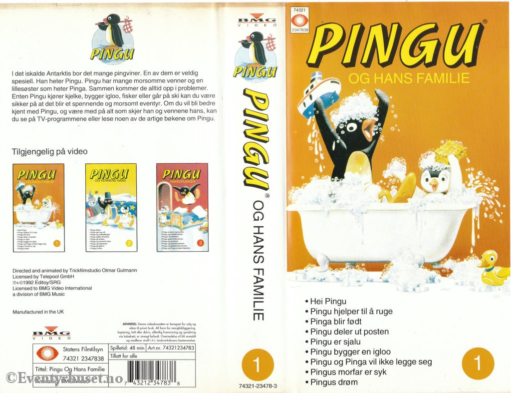 Download / Stream: Pingu. Vol. 1. Pingu Og Hans Familie. 1992. Vhs Norwegian Distribution.