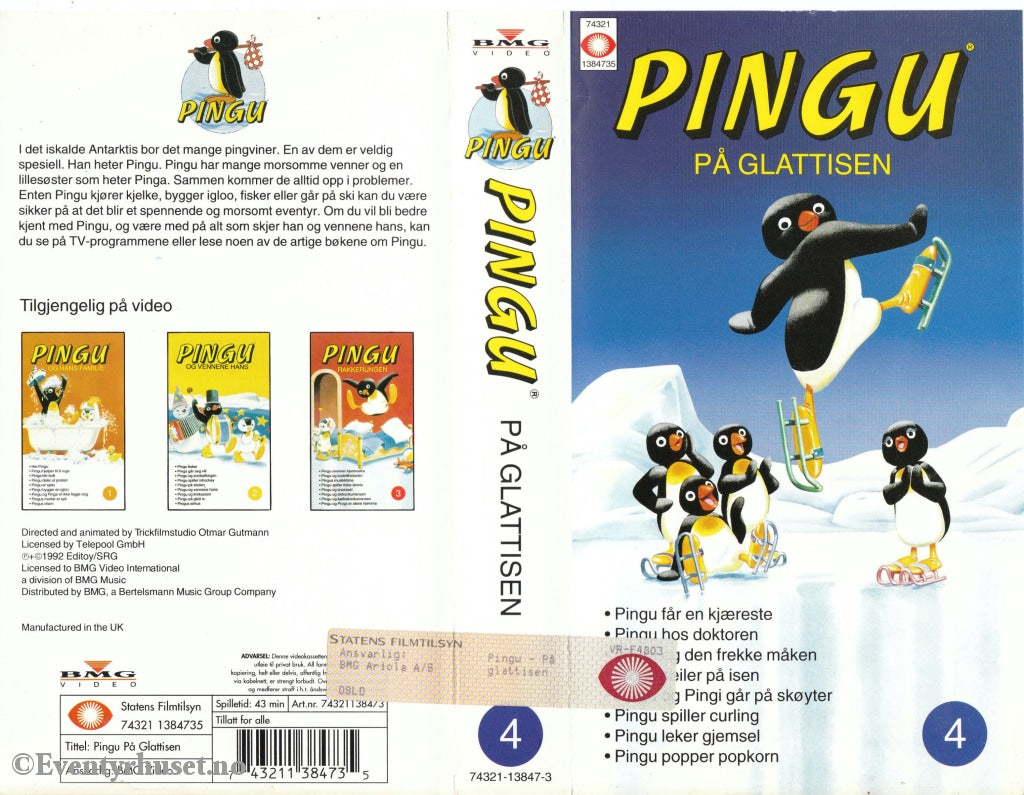 Download / Stream: Pingu. Vol. 4. På Glattisen. 1992. Vhs Norwegian Distribution.