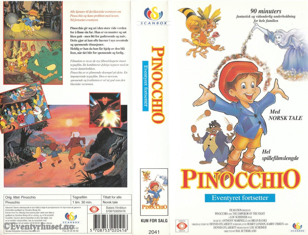 Download / Stream: Pinocchio - Eventyret Fortsetter. Vhs. Norwegian Dubbing. Vhs