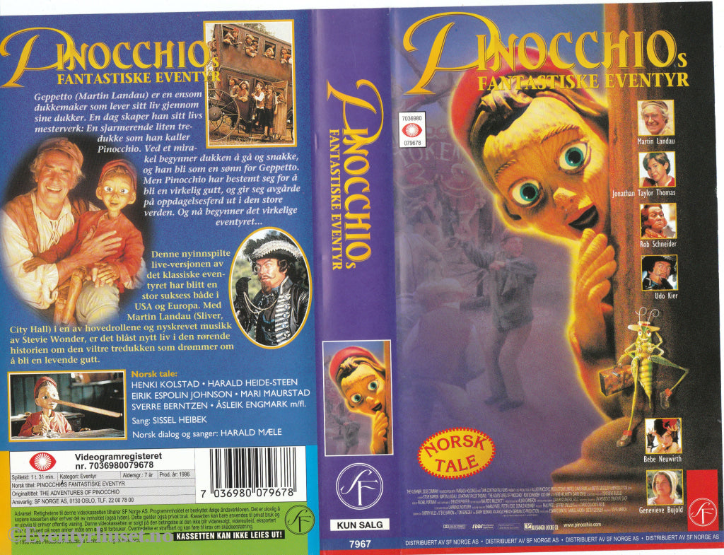 Download / Stream: Pinocchio’s Fantastiske Eventyr. 1996. Vhs. Norwegian Dubbing. Vhs