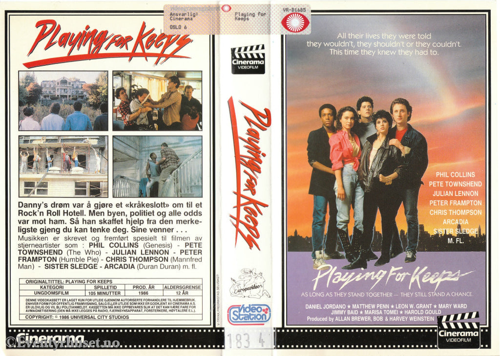 Download / Stream: Playing For Keeps. 1986. Vhs Big Box. Norwegian Subtitles.