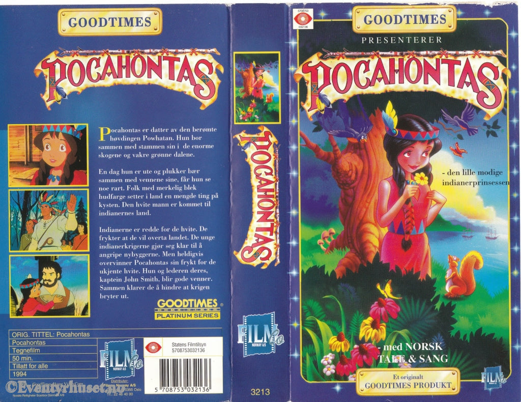 Download / Stream: Pocahontas (Goodtimes Presenterer). 1994. Vhs. Norwegian Dubbing. Vhs