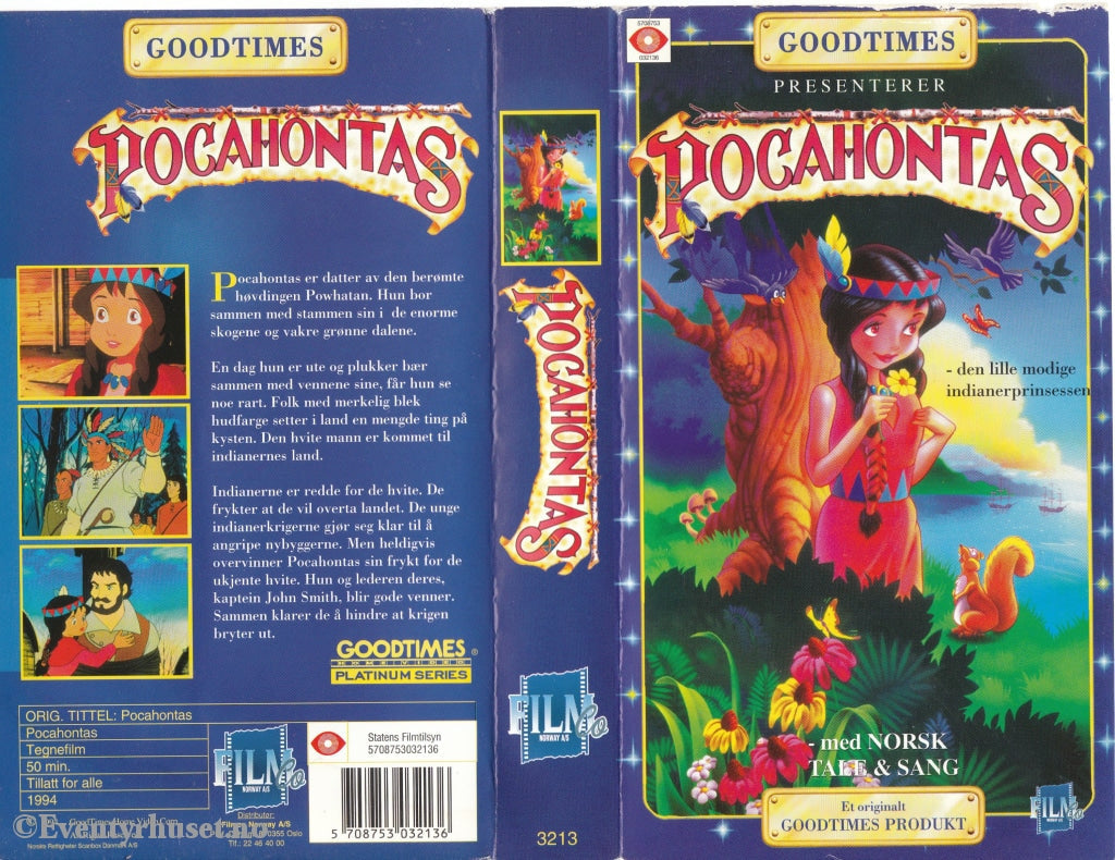 Download / Stream: Pocahontas (Goodtimes Presenterer). 1994. Vhs. Norwegian Dubbing. Vhs