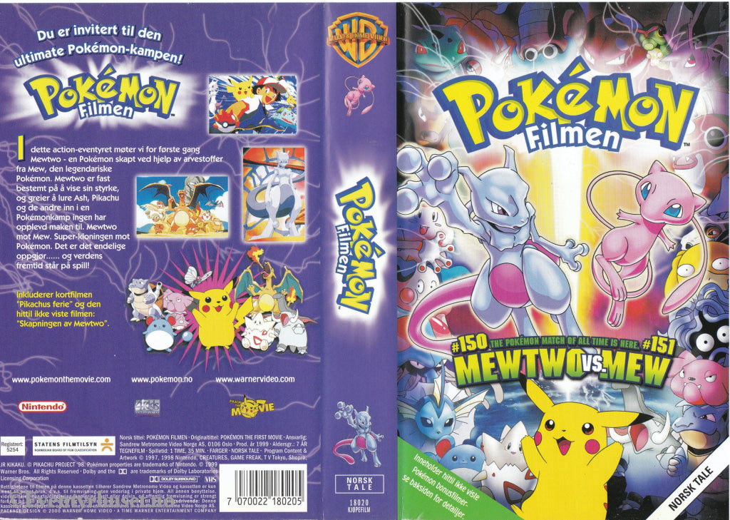 Download / Stream: Pokemon Filmen. 1997/98. VHS SB. Norwegian dubbing. VHS