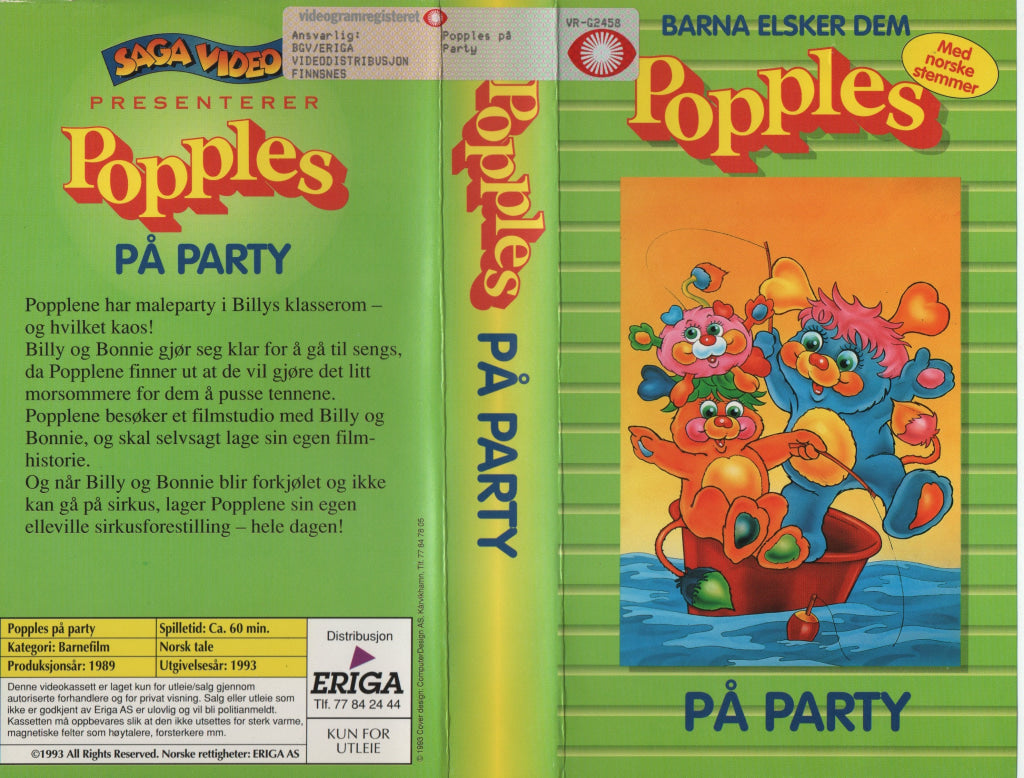 Download / Stream: Popples på party. VHS SB. Norwegian dubbing. VHS