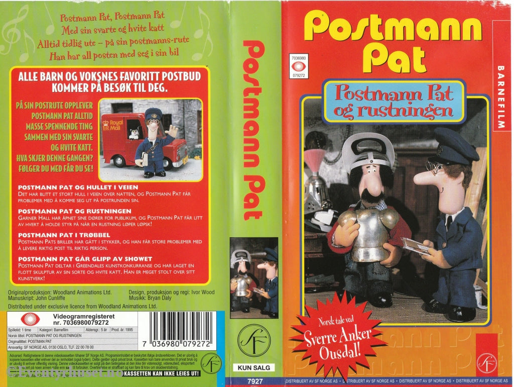 Download / Stream: Postmann Pat Og Rustningen Flere Episoder. Vhs. Norwegian Dubbing. Stream Vhs