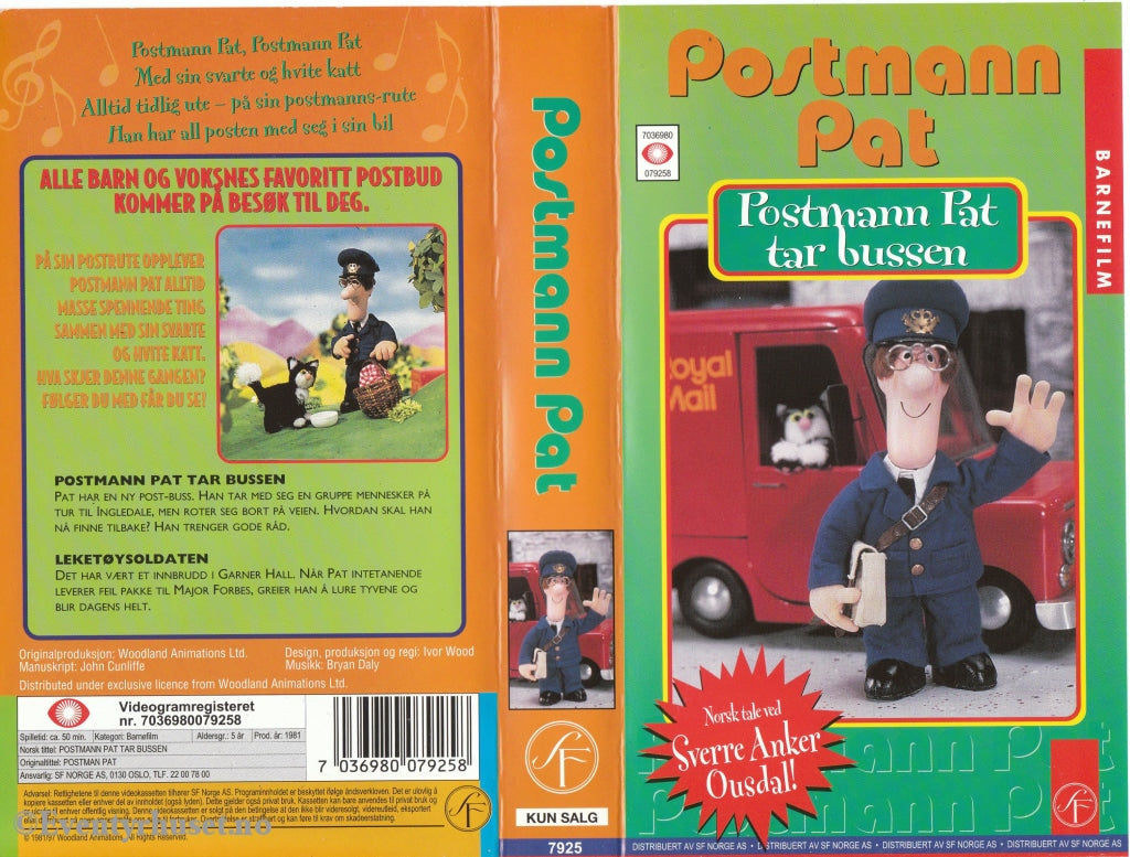 Download / Stream: Postmann Pat Tar Bussen Og Flere Episoder. Vhs. Norwegian Dubbing. Stream Vhs