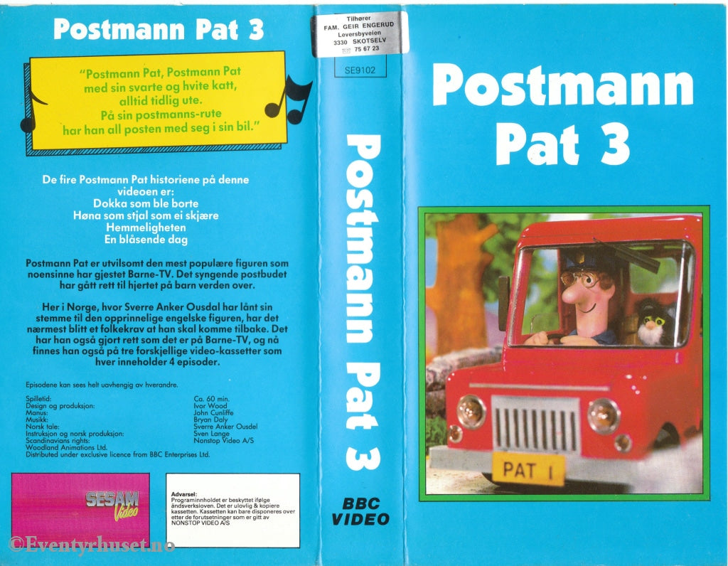 Download / Stream: Postmann Pat Vol. 3. Vhs. Norwegian Dubbing. Stream Vhs