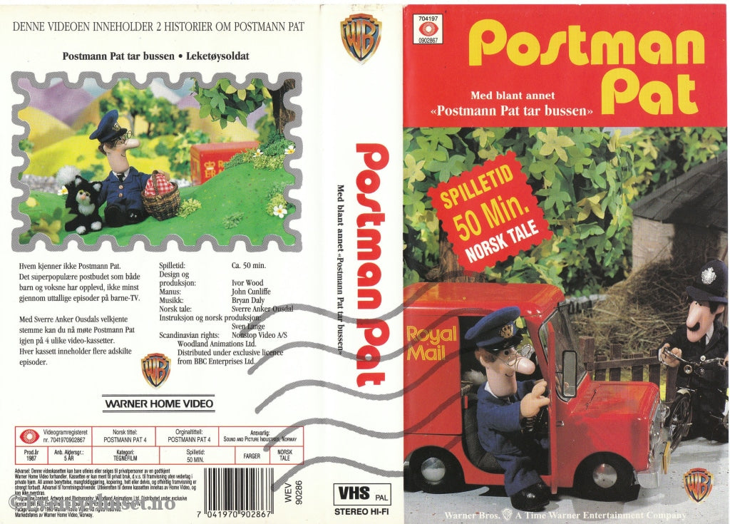 Download / Stream: Postmann Pat. Vol. 4. Pat Tar Bussen Og Flere Episoder. Vhs. Norwegian Dubbing.