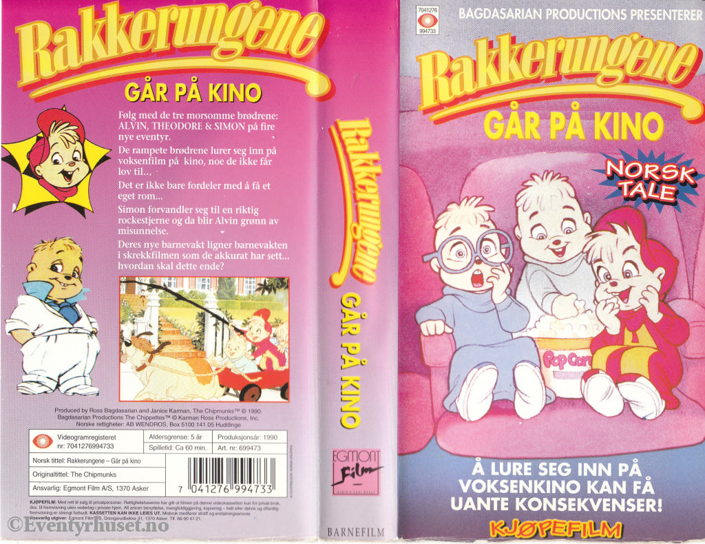 Download / Stream: Rakkerungene går på kino. 1990. VHS SB. Norwegian dubbing. VHS