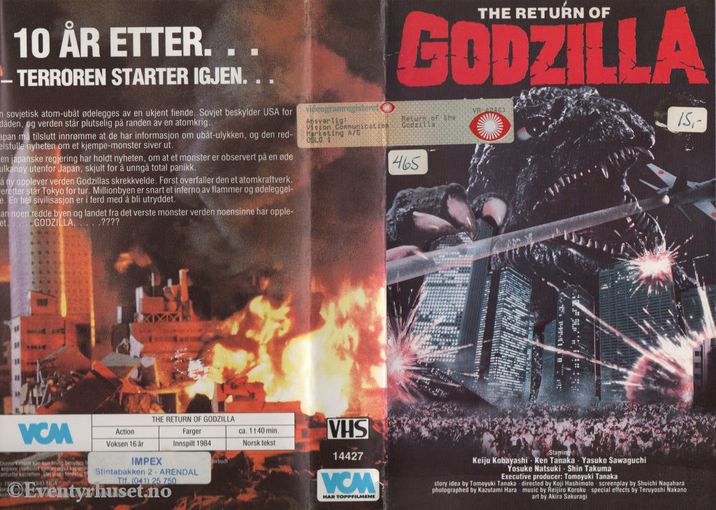 Download / Stream: Return of the Godzilla. 1984. VHS Big Box. Norwegian subtitles. VHS