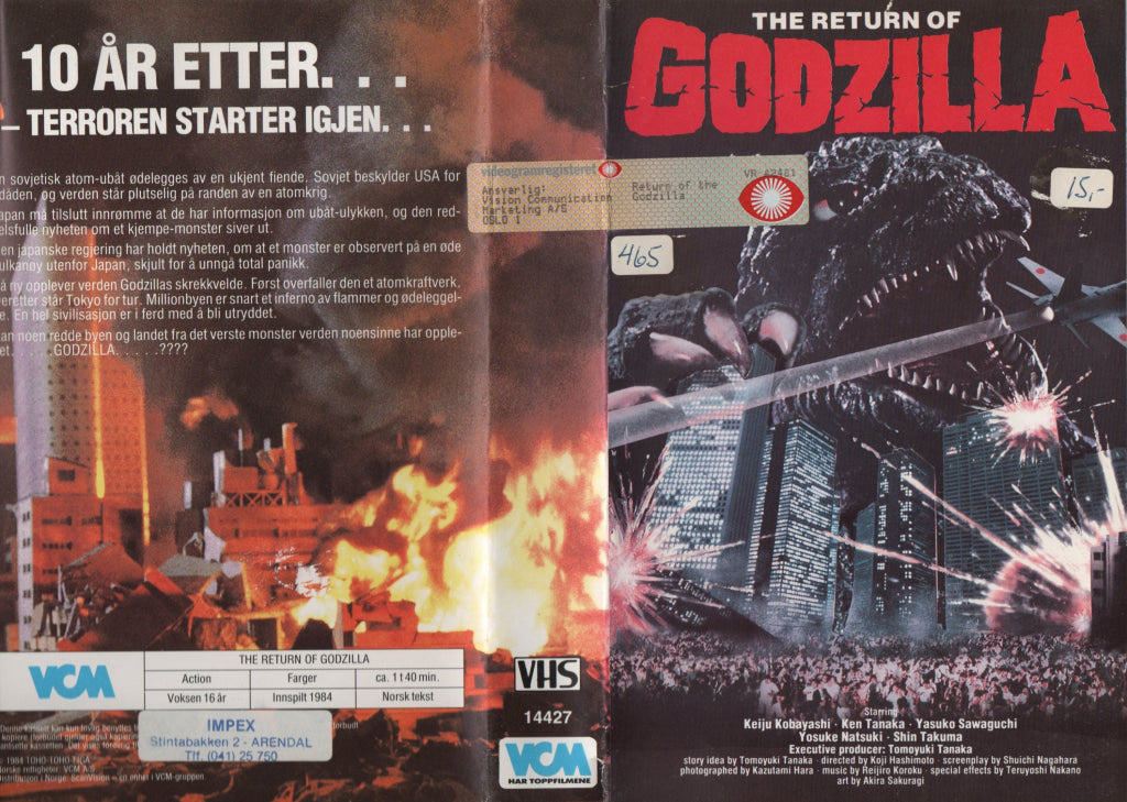 Download / Stream: Return of the Godzilla. 1984. VHS Big Box. Norwegian subtitles. VHS