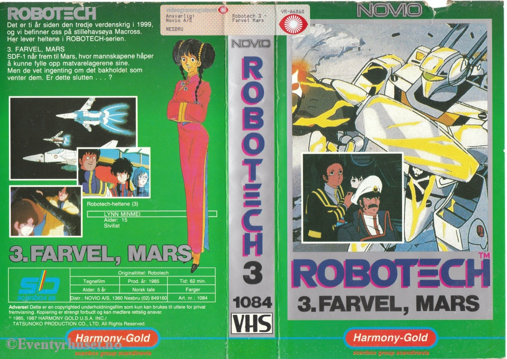 Download / Stream: Robotech. Vol. 3. Farvel Mars. 1985. Vhs Big Box. Norwegian Dubbing.