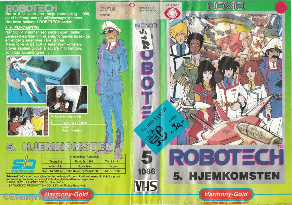Download / Stream: Robotech. Vol. 5. Hjemkomsten. 1985. Vhs Big Box. Norwegian Dubbing.