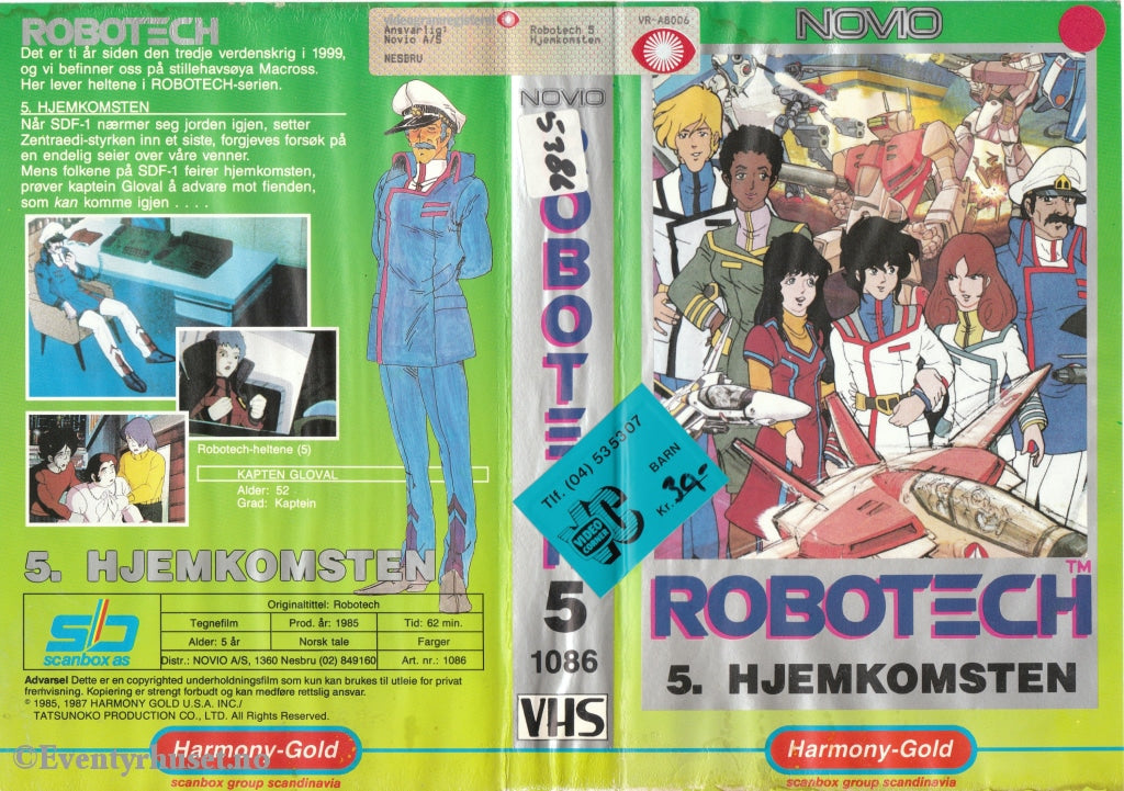 Download / Stream: Robotech. Vol. 5. Hjemkomsten. 1985. Vhs Big Box. Norwegian Dubbing.